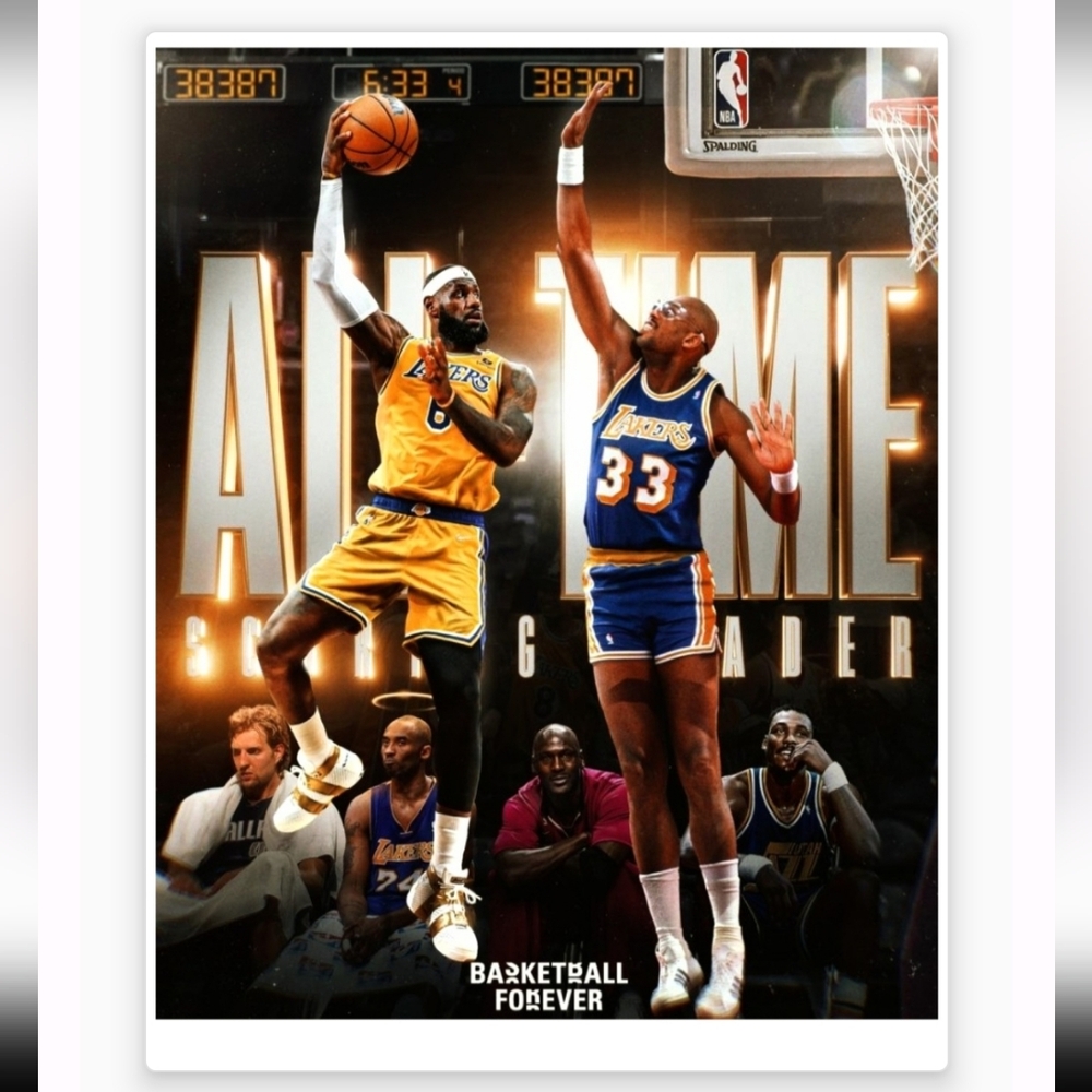 NEW! LEBRON JAMES PASSES KAREEM ABDUL JABBAR IN SCORING 8.5x11 GLOSSY POSTER!🤩